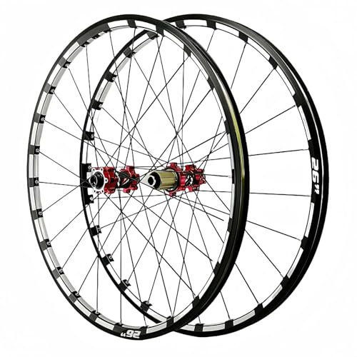 26 27.5 29 Zoll Radsatz Scheibenbremse Mountainbike Laufradsatz Mit Steckachse 24H-Lager Naben 7-12 Gang Kassette Mountainbikes Vordere Hinterradfelgen Red,29in