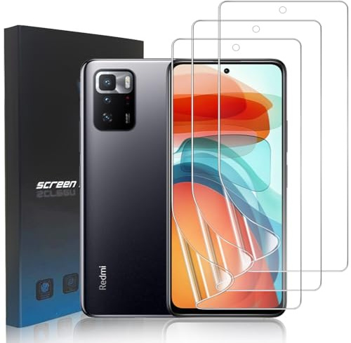 3 Piezas Redmi Note 10 Pro Protector de Pantalla [Sin Cristal], Película Protectora de Hidrogel Flexible de TPU para Redmi Note 10 Pro/Redmi 10 Pro Max, Autocuración, Antihuellas, Alta Sensibilidad