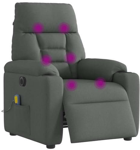 vidaXL Elektrisk massagefåtölj mörkgrå tyg