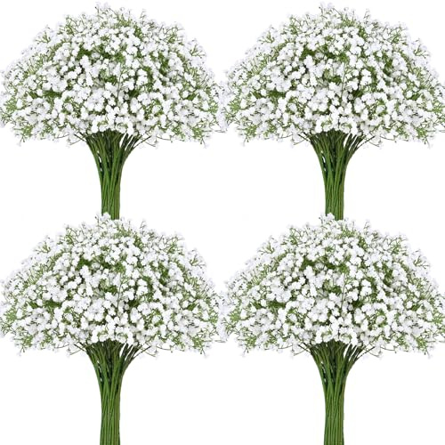 Waipfaru 30 Pcs Babys Breath Artificial Flowers, Baby Breath Flowers Artificial Bulk, Real Touch White Fake Flowers, Faux Babies Breath Gypsophila for Wedding Home Decor Floral Arrangement