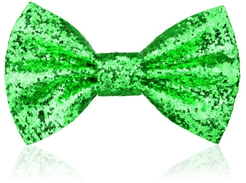 Aomig Glitter Sequin Bow Tie, Sparkly Bow Tie with Adjustable Strap Buckle, Glittering Pre-tied Bow ties for Men, Novelty Bowite for Carnival, Theme Party, New Year's Eve, Wedding Party (Green)