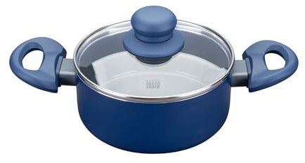 Tasty Pentola antiaderente Ocean Blue – Ø 16 cm con coperchio in vetro – alluminio riciclato, impugnatura soft touch, rivestimento antiaderente in ceramica, per tutti i piani cottura, incl. induzione