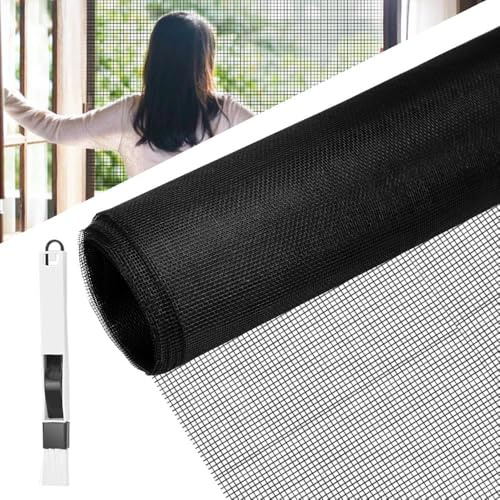 BUZIFU Tela de Mosquitera por Metros 100 x 120 cm Malla Mosquitera para Ventana Mallas Mosquiteras Negra Fibra de Vidrio Malla Fina para Hacer Mosquiteras Adiós a los Mosquitos y Otros Insectos