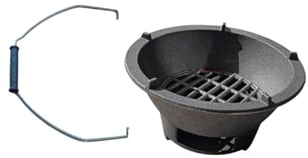 Perfeclan Fornace da Tavolo per Grill a Carbone Portatile con Manico Comodo ghisa per Barbecue per Patio in Campeggio da Picnic Cortile, 25 Cm