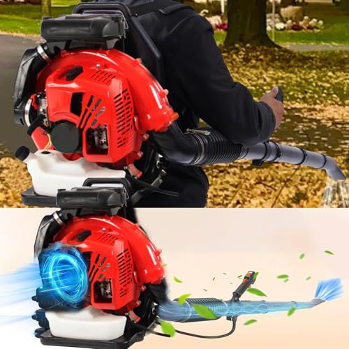 Souffleur de feuilles de jardin à essence sans fil, souffleur de feuilles à essence à 2 temps, souffleur de neige de jardin à essence à dos, souffleur de feuilles sans fil avec poignée de régulateur