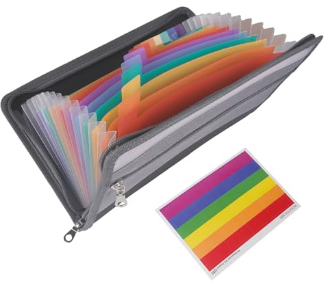 Fächermappe, Dokumentenmappe, Mappen Mappe Ordner mit Fächern, Bunte Innenseiten, Geeignet zur Aufbewahrung von Schecks, Rechnungen, Quittungen, Tickets, Coupon