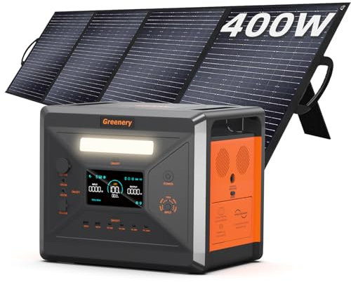 Greenery Portable Power Station 2500W,(4800W Pico de Potencia)2300Wh Generador Solar con Batería LiFePO4,12 Puertos,para Camping,Autocaravana,RV,Viajes,Emergencia por Fallo de (G2500+400W)