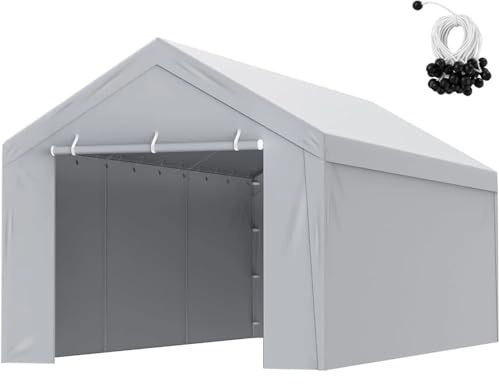 MDYTPT Carport Replacement Canopy Cover Top + Side Wall 10 X 20 Ft, Garage Tent Shelter Tarp Heavy-Duty Waterproof & UV Protected