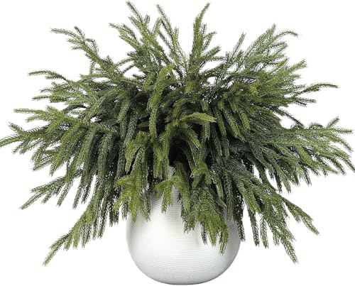 Neegaurd 45cm Künstliche Tannenzweige, 16 Stück Norfolk Kieferzweige Weihnachten, Immergrüne Tannenzweige für Adventskranz-Deko Zweig für Weihnachten, DIY, Girlande, Kranz (16PCS)