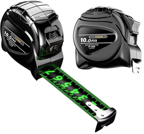 Yuemeuy Cintas Métricas - 2 Piezas 10 Metros Cinta Métrica Retráctil De Acero - Regla con Escala Fluorescente Doble Cara para Hogar e Industria