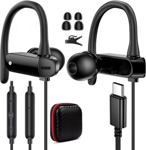 TOPAUX Ecouteur USB C pour Samsung S26 S25 FE S24 Ultra A17 A16 | Intra-Auriculaires Écouteurs Filaires avec Micro Contrôle du Volume pour iPhone 17 Air 16E 16 15 Pro Max Plus,pour Pixel 10 9