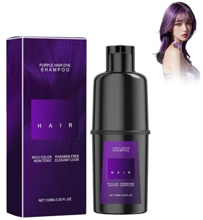 Hair Dye schampo, 100 ml 3-i-1 hårfärgningshampo, hårfärg, schampo, hårvård, naturligt hårfärgschampo för grått hår, långvarigt hår-omedelbar färga hårfärg (lila)