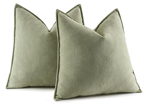 MIULEE 2er Kissenbezug 60x60 Grün Chenille Kissenhülle zierkissen | Weiche Kissenbezüge Sofakissen dekokissen zierkissen Elegantes Design für Couch Sofa Wohnzimmer