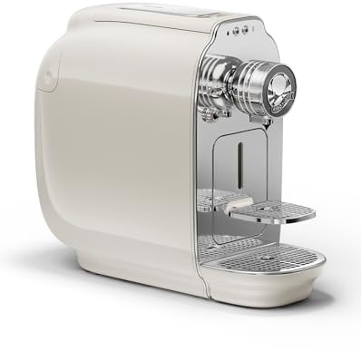 Afro Coffee Kahawa Premium Kaffeemaschine Ivory White – kompakte Kapselmaschine mit 19 Bar Druck, Auto Power Off & herausnehmbarem Wassertank