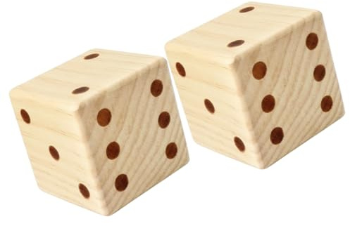 CHICAMPERA 2 pezzi Dadi grandi in legno per giochi da tavolo e feste con punti intagliati sicuri e facili da trasportare per ragazzi e ragazze