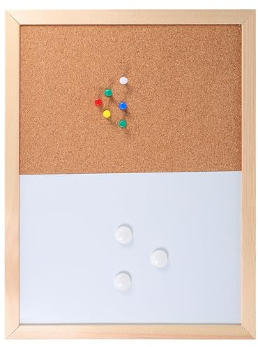 EPIGEIST Magnetische Korktafel mit Whiteboard 40x30cm Kombi Pinnwand und Beschreibbares Schwarzes Brett für Büro und Zuhause Multifunktionale Memo und Nachrichtentafel