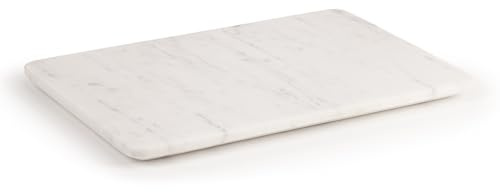 EHC Natural Marble 3 in 1 Chopping Board, Serving Tray Or Decorative Tray with Anti-Slip Pads, Multi-Purpose Kitchen & Serving Boards, Medium, White, 30 x 20 x 1.5 cm