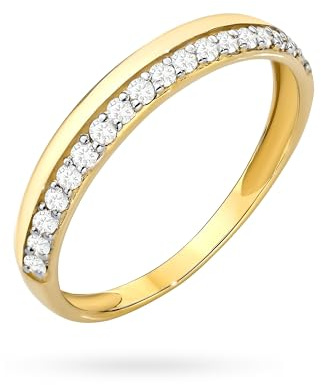 MARKO Bague en or 8 et 14 carats avec zircone – Élégante bague pour femme en or véritable pour femme comme bague de fiançailles, bague de mariage et bijou cadeau, 53mm (16,8mm), Or jaune, Zircon