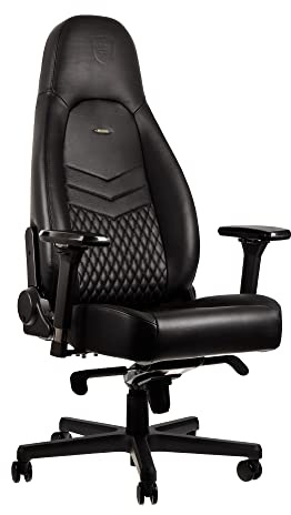 noblechairs ICON Gaming Stuhl - Bürostuhl - Schreibtischstuhl - Echtleder - Schwarz