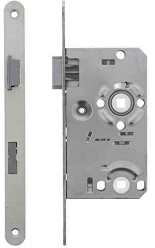 ToniTec Zimmertür Einsteckschloss Dornmaß 55 mm Falle + Riegel Kunststoff links WC (Bad-Ausführung)