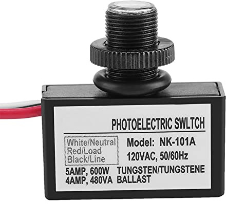 Zerodis 120V Dusk to Dawn Sensor Photoelectric Switch, Automatic, Black