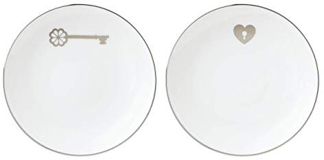 Kate Spade 885965 New York Key Court Love Lot de 2 boîtes à clés, Porcelaine, n/a, n/a