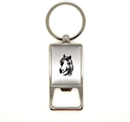 Porte clé en métal alu brossé Tête de cheval 2 décapsuleur gravure laser