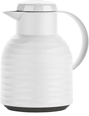 Emsa N40115 Samba Wave Isolierkanne | 1,0 Liter | Quick-Press Kunststoff | Glas-Isolierkolben | Kaffeekanne: 12h heiß/24h kalt | 100 % dicht | weiß