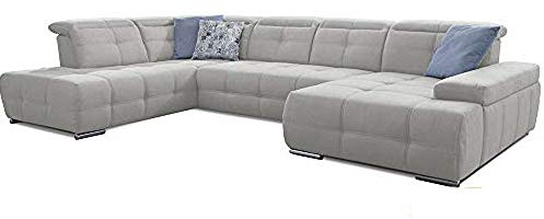 Cavadore Wohnlandschaft Mistrel mit Bettfunktion / Schlafsofa mit leichter Fleckentfernung dank Soft Clean / Geeignet für Haushalte mit Kindern, Haustieren /343 x 77 x 228 / weiß