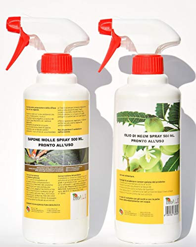Olio di Neem e Sapone Molle di Potassio bioA.L.T pronto all’uso Repellente Naturale Residuo Zero Biodegradabile Efficace Insetticida Contro Zanzare Anti Acari Afidi Cocciniglia Pidocchi
