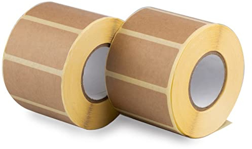 2,000 (2 rouleaux, 1 000/rouleau) 60x30mm autocollants en kraft brun naturel Étiquettes d'expédition autocollantes, autocollants vierges, étiquettes pour pots et boîtes de conserve, perforées