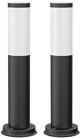ledscom.de 2 pz. luce di percorso/bitta PORU per esterni, IP44, 39 cm, nero, 1x E27 max. 40W