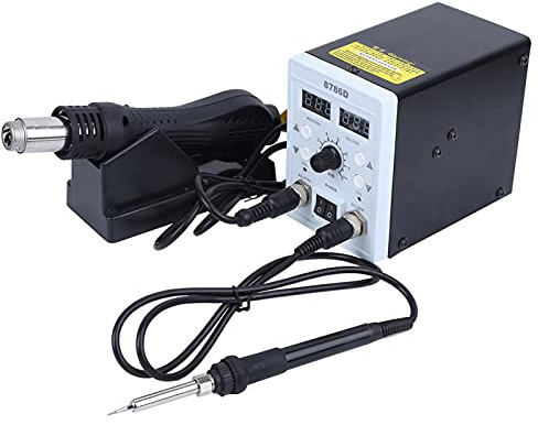 Fafeicy 700W Heißluftentlötstation, 120L / min Luftstrom, mit 2-in-1-Digitalanzeige-Induktionsschaltergriff und elektrischen Lötkolbenfunktion (EU Plug 220 V)