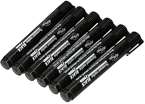 KOTARBAU® Permanent Marker Satz 6 STK. Schwarz Runde Spitze Wasserferster Stift