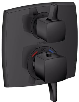 hansgrohe Ecostat Classic Thermostatic Shower Valve Trim with Temperature Control and Diverter in Matte Black, 15728671