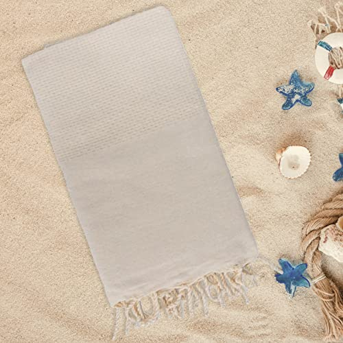 Lisola - Telo Mare Fouta in Puro Cotone, Tinta Unita, Ideale per Spiaggia, Mare e Piscina, 100 x 200 centimetri, Colore Avorio, Modello: HAMMAM