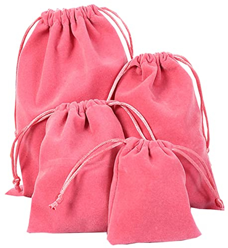 FAVORTALK 10 kleine Samtbeutel mit Kordelzug, 90 x 120 mm, rosa Samt-Schmuckbeutel für Geschenke, Partygeschenke (Rosa)