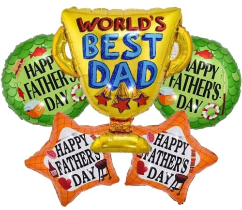 DIWULI Set di Palloncini Trofeo Miglior Papà del Mondo, Buona Festa del Papà, Palloncini in Foil Divertenti per Papà Compleanno, Festa del Papà, Decorazione, Pallone in Foil