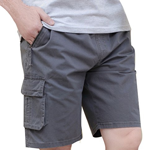 Putaowor Mens Lightweight Elastic Waist Cargo Short Relaxed Fit Summer Short