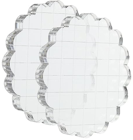 PATIKIL 3 Acrilico Timbro Blocco, 2pz Trasparente Stampaggio Blocco con Griglia Linee decorazionetivo Montaggio blocks Rotondo per Scrapbooking Fai da te Artigianato Carte Creazione
