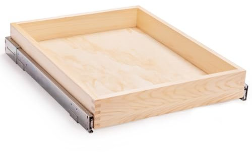 Mulush 66 cm B x 53,3 cm T x 7,6 cm H, ausziehbare Schrankschublade, sanft schließender Holz-Organizer für Küche, fertig, Boden- und Seitenmontage (Holzschubladenteil-Breite ist 63,5 cm)