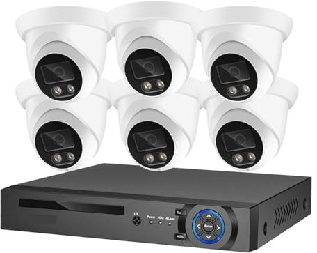 Kit di videosorveglianza Di telecamere di sicurezza Kit NVR 8MP 4K POE Registrazione CCTV Set di telecamere IP di videosorveglianza for visione notturna a colori AI esterna (Size : 1T, Color : 8CH N