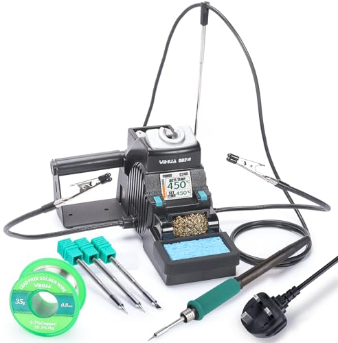 YIHUA 982-III Precision Soldering Station Kit C245-Compatible with 3 C245 Soldering Iron Tips, Lead-Free Solder Wire, Sleep Mode, Auto Standby, Tip Change Slots, Full-Color Display