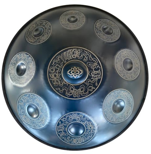 Professionelle Handpan-Trommel – 22 Zoll 9-Noten-D-Moll-Stahltrommelinstrument for Profis und Anfänger, ideal for Musikschaffen, Meditation, Yoga, Klangheilung (Color : Blue)