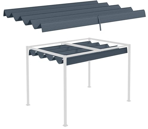 Outsunny Ersatzdach für 2,85 x 2 m Pergola, wasserabweisend einziehbar Welle Überdachung mit Regenabflusslöchern, UV-Schutz 30+, NUR Schattenabdeckung 286 x 245 cm, Dunkelgrau