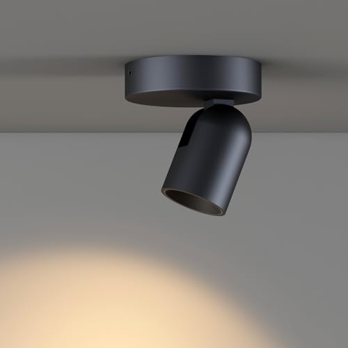 ilucezzo Flush Mount Ceiling Spotlight Dimmable Small Indoor Ceiling Light, Adjustable Directional Spotlight for Pictures Living Room Office Hallway - 3000K 11W 25° Flicker Free (Black)