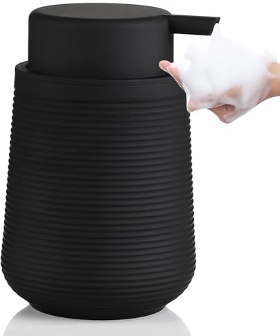 Janxin Schaumspenderflasche, Seifenspender Schaum, Soap Dispenser Black, 320ml, Pumpspender, Seifenspender Bad, Matte Streifen, Geeignet für Shampoo, Duschgel, Badezimmerschaumseife