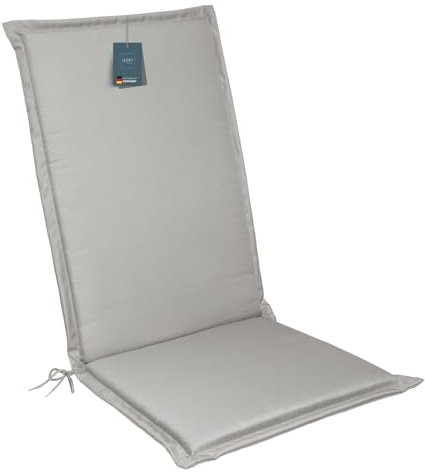 LILENO HOME Gartenstuhl Auflagen [1er Set - Hochlehner] in Grau - Bequeme Liegen als Sitzauflagen für Gartenmöbel - Stuhlkissen für Gartenstühle und Klappstühle MIA