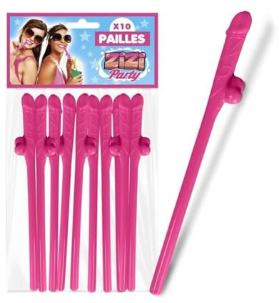 10 Cannucce pisello rosa riutilizzabili per bevande alla festa hot di addio al nubilato sexy party gadget per adulti 18+