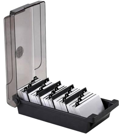 Dawwoti Cartes Porte-cartes De Visite Professionnel Distributeur De Cartes De Visite Avec 4 Tableaux De Séparation Support Carte De Visite Plastique Presentoir Carte (Gris,12 * 24 * 7.5 cm)